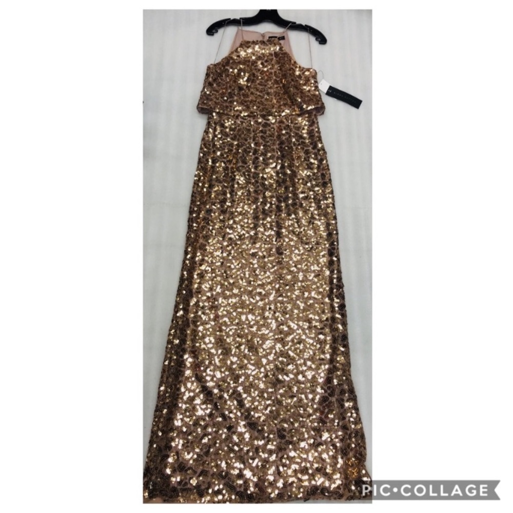 Aidan Mattox Halter neck sequins long Gown - Picture 4 of 9